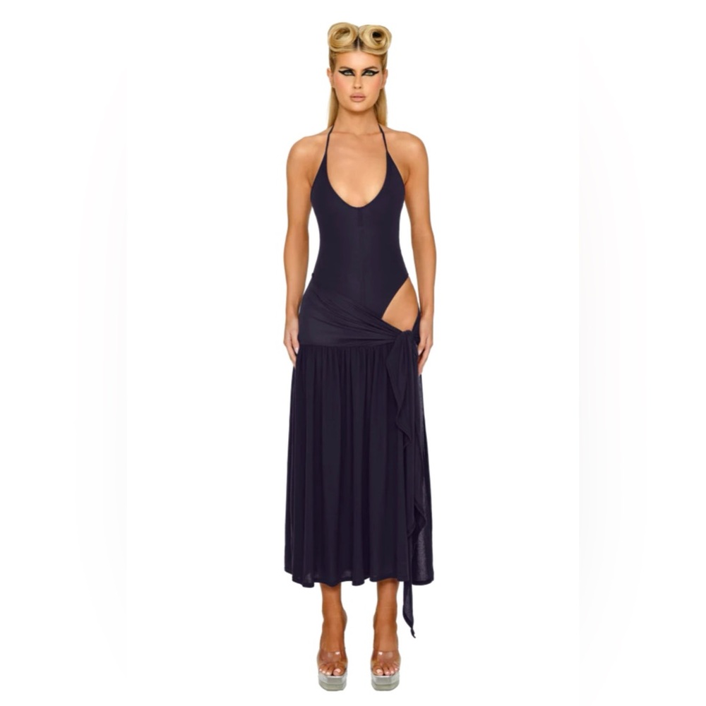 Elegant Black Halter Dress